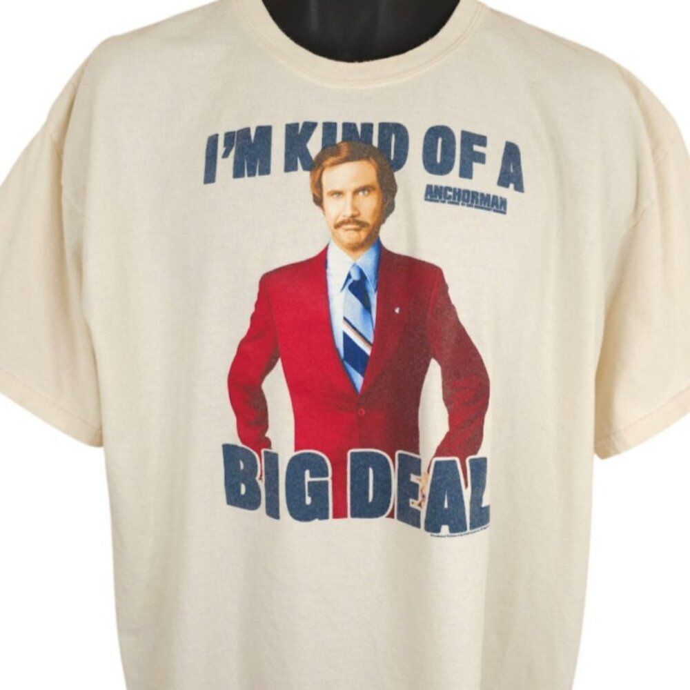 Anchorman T Shirt Mens Size XL Cream Im Kind Of A Big Deal Comedy Movie Tee